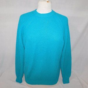 VTG Club Europe Womens M Blue Chunky Knit Crew Neck Acrylic oversize Sweater